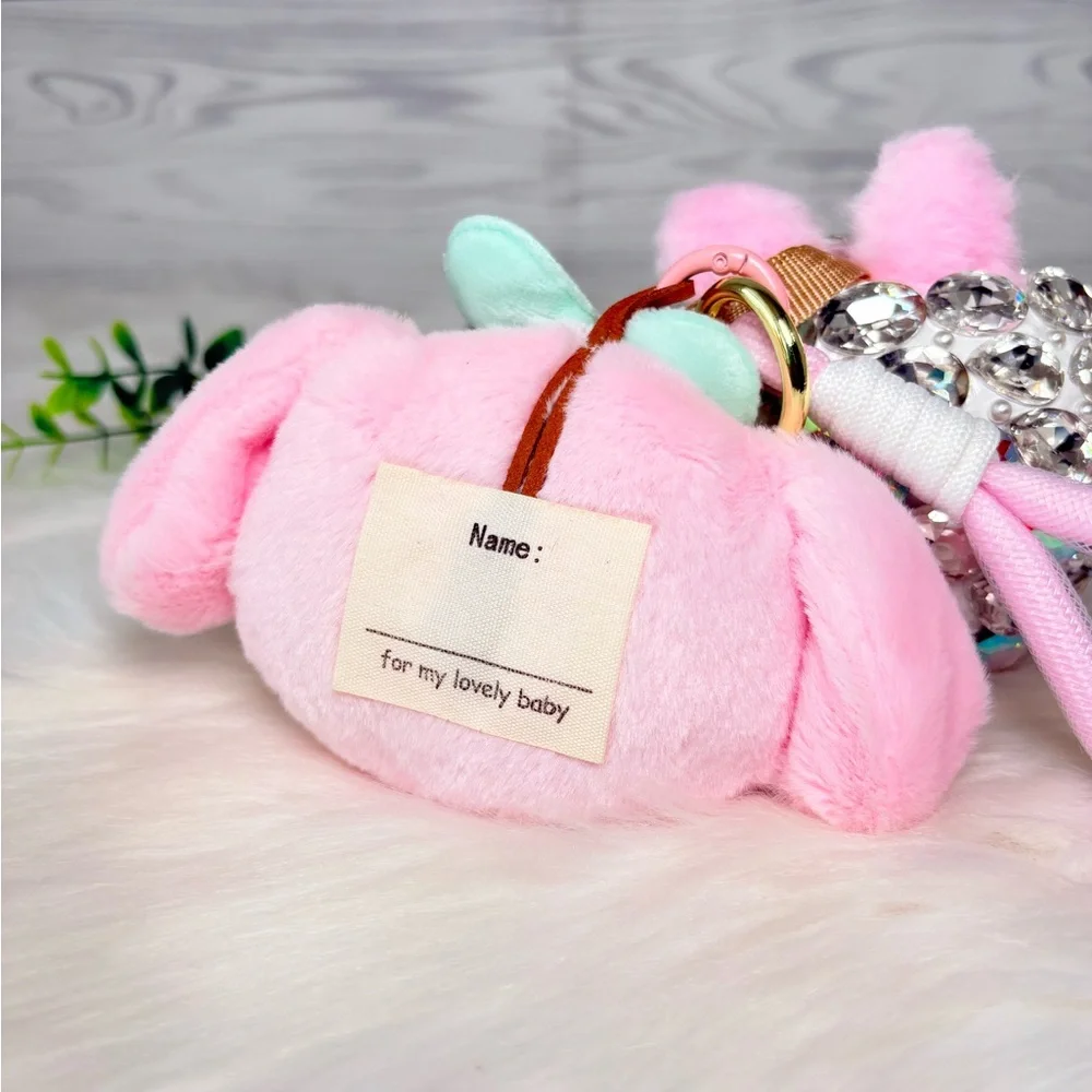 Sparkling Crystal Plush Monster Character Keychain/Bag Charm
